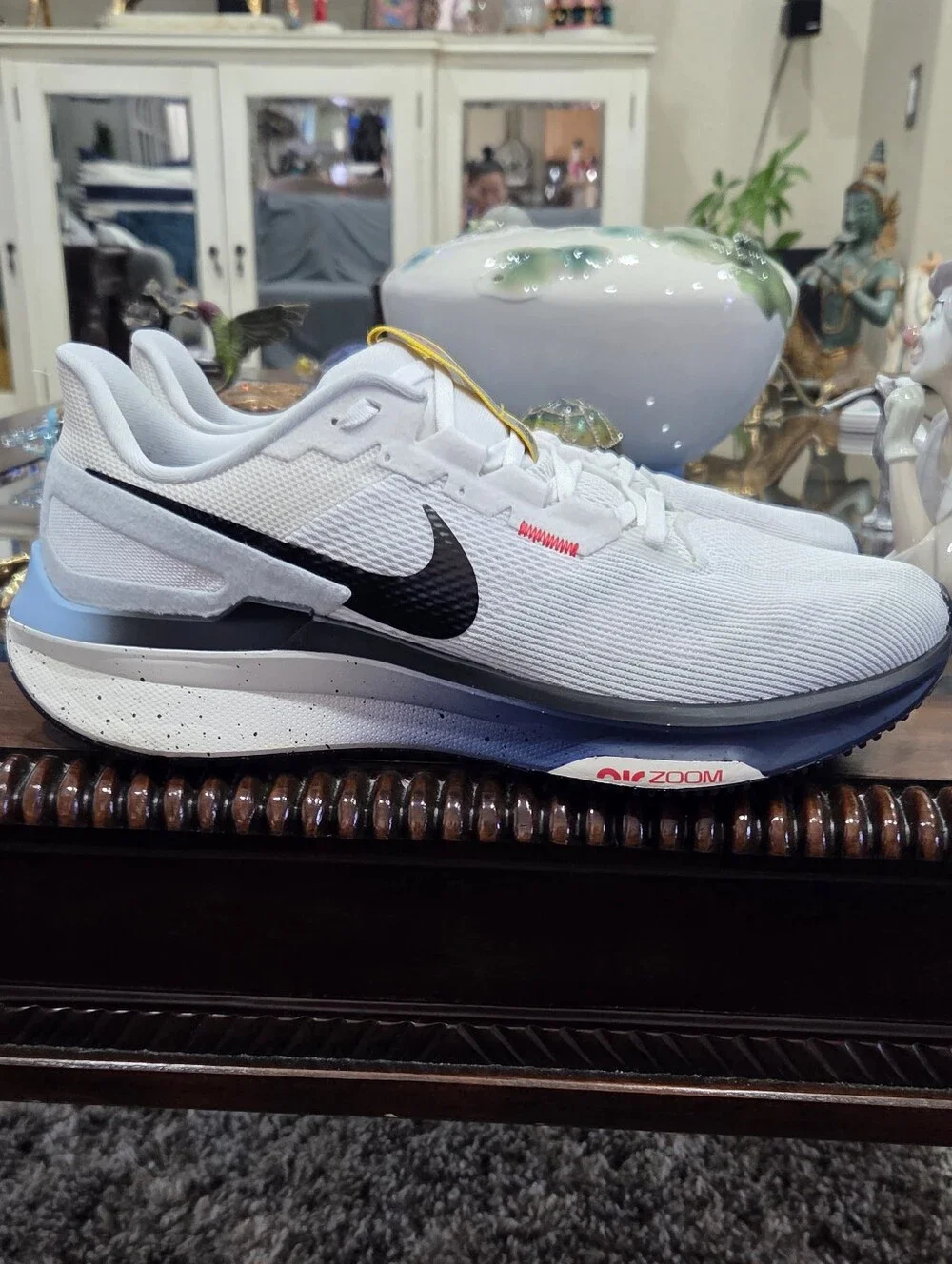 Nike Men’s Air Zoom Structure 25 Running Shoes - White/Black/Blue